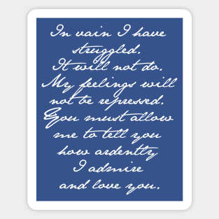 JANE AUSTEN Pride and Prejudice Mr. Darcy Engagement Speech T-Shirt Magnet